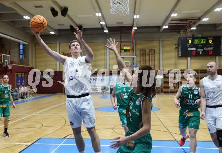 Basketball 2. Liga 2023/2024. Grunddurchgang 4. Runde.  KOS Celovec gegen Future Team Steiermark. Andi Smrtnik (KOS), Phillip Bliem  (Steiermark). Klagenfurt, am 26.10.2023.
Foto: Kuess
www.qspictures.net
---
pressefotos, pressefotografie, kuess, qs, qspictures, sport, bild, bilder, bilddatenbank