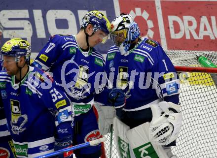 EBEL. Eishockey Bundesliga. EC VSV gegen Black Wings Linz.  Arturs Kulda, Jean Philippe Lamoureux (VSV),   Villach, am 27.10.2023
Foto: Kuess
www.qspictures.net
---
pressefotos, pressefotografie, kuess, qs, qspictures, sport, bild, bilder, bilddatenbank