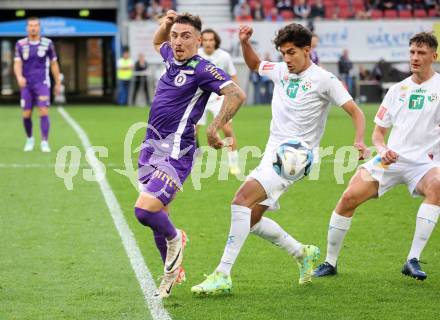 Fussball Bundesliga. SK Austria Klagenfurt gegen WSG Tirol. Sinan Karweina  (Klagenfurt),    Cem Uestuendag (Tirol).  Klagenfurt, am 28.10.2023.
Foto: Kuess
www.qspictures.net
---
pressefotos, pressefotografie, kuess, qs, qspictures, sport, bild, bilder, bilddatenbank