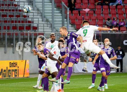 Fussball Bundesliga. SK Austria Klagenfurt gegen WSG Tirol.  Florian Jaritz (Klagenfurt),  Nik Prelec  (Tirol).  Klagenfurt, am 28.10.2023.
Foto: Kuess
www.qspictures.net
---
pressefotos, pressefotografie, kuess, qs, qspictures, sport, bild, bilder, bilddatenbank