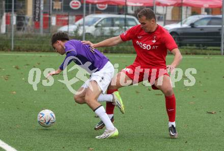 Fussball. Kaerntner Liga. Austria Klagenfurt Amat. gegen SAK.  Matthias Dollinger  (Austria Klagenfurt),  Luka Gajic  (SAK). Klagenfurt, 28.10.2023.
Foto: Kuess
www.qspictures.net
---
pressefotos, pressefotografie, kuess, qs, qspictures, sport, bild, bilder, bilddatenbank