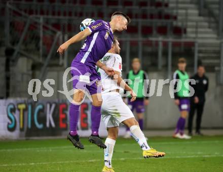 Fussball Bundesliga. SK Austria Klagenfurt gegen WSG Tirol.  Till Sebastian Schumacher (Klagenfurt), Lukas Sulzbacher   (Tirol).  Klagenfurt, am 28.10.2023.
Foto: Kuess
www.qspictures.net
---
pressefotos, pressefotografie, kuess, qs, qspictures, sport, bild, bilder, bilddatenbank