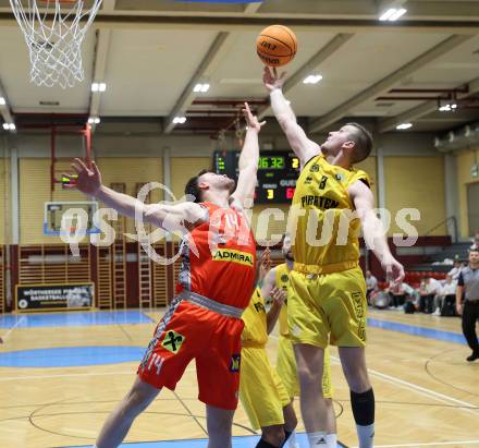 Basketball  2023/2024. Basketball Austria Cup.  Woerthersee Piraten gegen Traiskirchen Lions.  Jernej Andolsek Heine (Piraten),  Maximilian Schuecker (Traiskirchen). Klagenfurt, am 28.10.2023.
Foto: Kuess
www.qspictures.net
---
pressefotos, pressefotografie, kuess, qs, qspictures, sport, bild, bilder, bilddatenbank