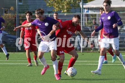 Fussball Kaerntner Liga. SK Austria Klagenfurt gegen SAK. Tristan Schoppitsch (Austria Klagenfurt), Kristjan Sredojevic  Klagenfurt, am 28.10.2023.
Foto: Kuess
---
pressefotos, pressefotografie, kuess, qs, qspictures, sport, bild, bilder, bilddatenbank