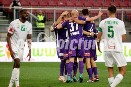 Fussball Bundesliga. SK Austria Klagenfurt gegen WSG Tirol.  Torjubel Austria Klagenfurt.  Klagenfurt, am 28.10.2023.
Foto: Kuess
www.qspictures.net
---
pressefotos, pressefotografie, kuess, qs, qspictures, sport, bild, bilder, bilddatenbank