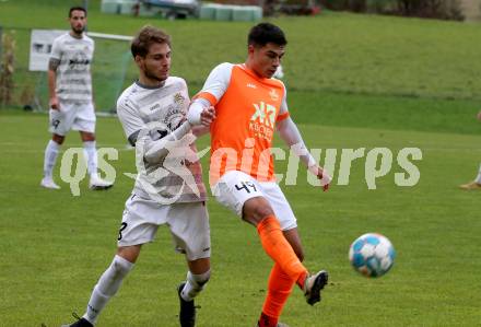 Fussball. Kaerntner Liga. Koettmannsdorf gegen Donau.   Daniel Perkounig (Koettmanndorf),   Damjan Jovanovic (Donau). Koettmannsdorf, 29.10.2023.
Foto: Kuess
www.qspictures.net
---
pressefotos, pressefotografie, kuess, qs, qspictures, sport, bild, bilder, bilddatenbank