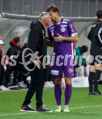 Fussball Bundesliga. SK Austria Klagenfurt gegen WSG Tirol. Trainer Peter Pacult, Thorsten Mahrer   (Klagenfurt).  Klagenfurt, am 28.10.2023.
Foto: Kuess
www.qspictures.net
---
pressefotos, pressefotografie, kuess, qs, qspictures, sport, bild, bilder, bilddatenbank