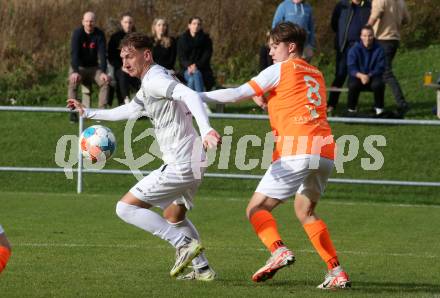 Fussball. Kaerntner Liga. Koettmannsdorf gegen Donau.  Armin Ljubijankic  (Koettmanndorf),    Luca Thaler (Donau). Koettmannsdorf, 29.10.2023.
Foto: Kuess
www.qspictures.net
---
pressefotos, pressefotografie, kuess, qs, qspictures, sport, bild, bilder, bilddatenbank