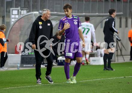 Fussball Bundesliga. SK Austria Klagenfurt gegen WSG Tirol.   Trainer Peter Pacult, Thorsten Mahrer (Klagenfurt).  Klagenfurt, am 28.10.2023.
Foto: Kuess
www.qspictures.net
---
pressefotos, pressefotografie, kuess, qs, qspictures, sport, bild, bilder, bilddatenbank