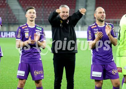 Fussball Bundesliga. SK Austria Klagenfurt gegen WSG Tirol.   Till Schumacher, Trainer Peter Pacult, Rico Benatelli (Klagenfurt).  Klagenfurt, am 28.10.2023.
Foto: Kuess
www.qspictures.net
---
pressefotos, pressefotografie, kuess, qs, qspictures, sport, bild, bilder, bilddatenbank