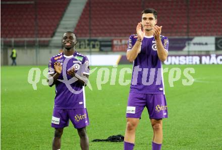 Fussball Bundesliga. SK Austria Klagenfurt gegen WSG Tirol.  Solomon Bonnah, Nikola Djoric  (Klagenfurt).  Klagenfurt, am 28.10.2023.
Foto: Kuess
www.qspictures.net
---
pressefotos, pressefotografie, kuess, qs, qspictures, sport, bild, bilder, bilddatenbank