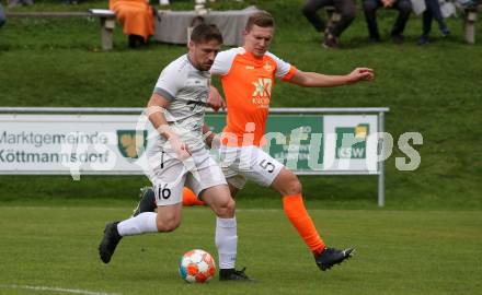 Fussball. Kaerntner Liga. Koettmannsdorf gegen Donau.  Nace Erzen  (Koettmanndorf),   Senad Huseinbasic (Donau). Koettmannsdorf, 29.10.2023.
Foto: Kuess
www.qspictures.net
---
pressefotos, pressefotografie, kuess, qs, qspictures, sport, bild, bilder, bilddatenbank