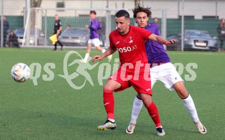 Fussball Kaerntner Liga. SK Austria Klagenfurt gegen SAK.  Fabio Markelic, (Austria Klagenfurt),  Enes Brdjanovic  (SAK). Klagenfurt, am 28.10.2023.
Foto: Kuess
---
pressefotos, pressefotografie, kuess, qs, qspictures, sport, bild, bilder, bilddatenbank