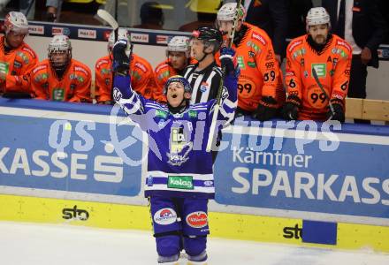 EBEL. Eishockey Bundesliga. EC VSV gegen Moser Medical Graz99ers.  Torjubel Philipp Lindner (VSV). Villach, am 3.11.2023
Foto: Kuess
www.qspictures.net
---
pressefotos, pressefotografie, kuess, qs, qspictures, sport, bild, bilder, bilddatenbank