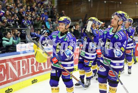 EBEL. Eishockey Bundesliga. EC VSV gegen Moser Medical Graz99ers. Jubel John Hughes  (VSV). Villach, am 3.11.2023
Foto: Kuess
www.qspictures.net
---
pressefotos, pressefotografie, kuess, qs, qspictures, sport, bild, bilder, bilddatenbank