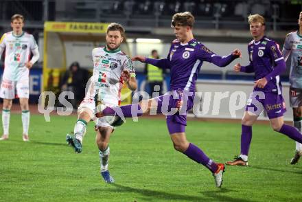 Fussball Bundesliga. WAC gegen SK Austria Klagenfurt.  Dominik Baumgartner   (WAC),  Jannik Thomas Robatsch (Klagenfurt).  Wolfsberg, am 4.11.2023.
Foto: Kuess
www.qspictures.net
---
pressefotos, pressefotografie, kuess, qs, qspictures, sport, bild, bilder, bilddatenbank