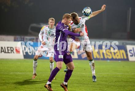 Fussball Bundesliga. WAC gegen SK Austria Klagenfurt.   Dominik Baumgartner  (WAC),  Jonas Arweiler (Klagenfurt).  Wolfsberg, am 4.11.2023.
Foto: Kuess
www.qspictures.net
---
pressefotos, pressefotografie, kuess, qs, qspictures, sport, bild, bilder, bilddatenbank