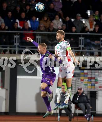 Fussball Bundesliga. WAC gegen SK Austria Klagenfurt.  Dominik Baumgartner   (WAC),  Florian Jaritz (Klagenfurt).  Wolfsberg, am 4.11.2023.
Foto: Kuess
www.qspictures.net
---
pressefotos, pressefotografie, kuess, qs, qspictures, sport, bild, bilder, bilddatenbank