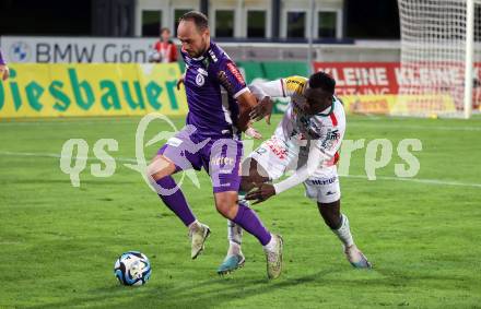 Fussball Bundesliga. WAC gegen SK Austria Klagenfurt.  Mohamed Bamba  (WAC),   Rico Benatelli (Klagenfurt).  Wolfsberg, am 4.11.2023.
Foto: Kuess
www.qspictures.net
---
pressefotos, pressefotografie, kuess, qs, qspictures, sport, bild, bilder, bilddatenbank