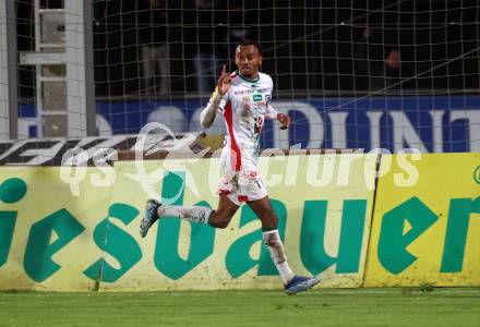 Fussball Bundesliga. WAC gegen SK Austria Klagenfurt.  Torjubel Thierno Mamadou Lamarana Ballo  (WAC),    Wolfsberg, am 4.11.2023.
Foto: Kuess
www.qspictures.net
---
pressefotos, pressefotografie, kuess, qs, qspictures, sport, bild, bilder, bilddatenbank