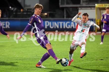 Fussball Bundesliga. WAC gegen SK Austria Klagenfurt.    Florian Rieder, (WAC),   Jannik Robatsch  (Klagenfurt).  Wolfsberg, am 4.11.2023.
Foto: Kuess
www.qspictures.net
---
pressefotos, pressefotografie, kuess, qs, qspictures, sport, bild, bilder, bilddatenbank