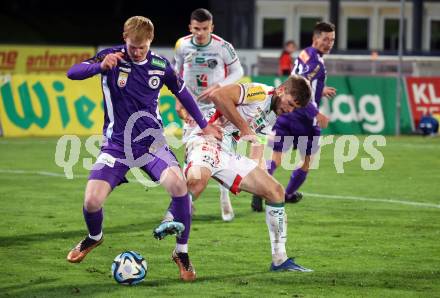 Fussball Bundesliga. WAC gegen SK Austria Klagenfurt.  Dominik Baumgartner,  (WAC),    Jonas Arweiler  (Klagenfurt).  Wolfsberg, am 4.11.2023.
Foto: Kuess
www.qspictures.net
---
pressefotos, pressefotografie, kuess, qs, qspictures, sport, bild, bilder, bilddatenbank