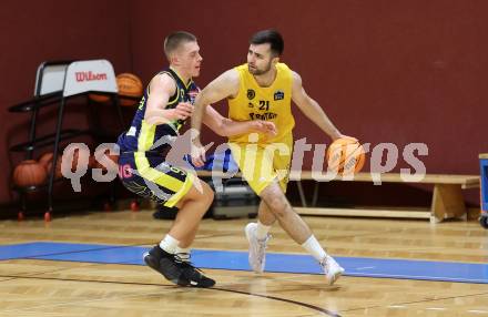 Basketball 2. Liga 2023/2024. Grunddurchgang 7. Runde.  Woerthersee Piraten gegen Future Team Steiermark..  Marin Sliskovic (Piraten),   Fran Vidovic (Steiermark). Klagenfurt, am 17.11.2023.
Foto: Kuess
www.qspictures.net
---
pressefotos, pressefotografie, kuess, qs, qspictures, sport, bild, bilder, bilddatenbank