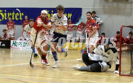 Floorball Bundesliga. KAC gegen VSV.   Daniel Ulbing (KAC),  Nino Forelli  (VSV). Klagenfurt, 25.11.2023.
Foto: Kuess
www.qspictures.net
---
pressefotos, pressefotografie, kuess, qs, qspictures, sport, bild, bilder, bilddatenbank