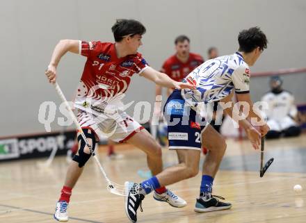 Floorball Bundesliga. KAC gegen VSV.  Nico Jellen  (KAC),  David Gredler  (VSV). Klagenfurt, 25.11.2023.
Foto: Kuess
www.qspictures.net
---
pressefotos, pressefotografie, kuess, qs, qspictures, sport, bild, bilder, bilddatenbank