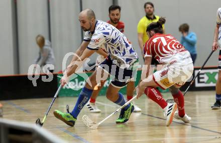 Floorball Bundesliga. KAC gegen VSV.  Fabian Hirm  (KAC),  Jan Slama  (VSV). Klagenfurt, 25.11.2023.
Foto: Kuess
www.qspictures.net
---
pressefotos, pressefotografie, kuess, qs, qspictures, sport, bild, bilder, bilddatenbank