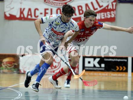 Floorball Bundesliga. KAC gegen VSV.  Maximilian Moertl  (KAC),   Christoph Steiner (VSV). Klagenfurt, 25.11.2023.
Foto: Kuess
www.qspictures.net
---
pressefotos, pressefotografie, kuess, qs, qspictures, sport, bild, bilder, bilddatenbank