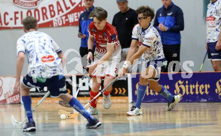 Floorball Bundesliga. KAC gegen VSV.  Mitja Beuthe  (KAC),  Manuel Flaschberger  (VSV). Klagenfurt, 25.11.2023.
Foto: Kuess
www.qspictures.net
---
pressefotos, pressefotografie, kuess, qs, qspictures, sport, bild, bilder, bilddatenbank