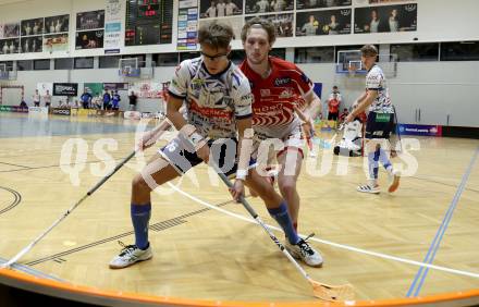 Floorball Bundesliga. KAC gegen VSV.   Marcel Gappmayer (KAC),  Manuel Flaschberger  (VSV). Klagenfurt, 25.11.2023.
Foto: Kuess
www.qspictures.net
---
pressefotos, pressefotografie, kuess, qs, qspictures, sport, bild, bilder, bilddatenbank