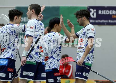 Floorball Bundesliga. KAC gegen VSV.   Torjubel Christoph Steiner (VSV). Klagenfurt, 25.11.2023.
Foto: Kuess
www.qspictures.net
---
pressefotos, pressefotografie, kuess, qs, qspictures, sport, bild, bilder, bilddatenbank