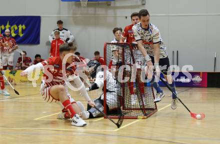 Floorball Bundesliga. KAC gegen VSV.   Fabian Grabner (KAC),  Philipp Seiser  (VSV). Klagenfurt, 25.11.2023.
Foto: Kuess
www.qspictures.net
---
pressefotos, pressefotografie, kuess, qs, qspictures, sport, bild, bilder, bilddatenbank