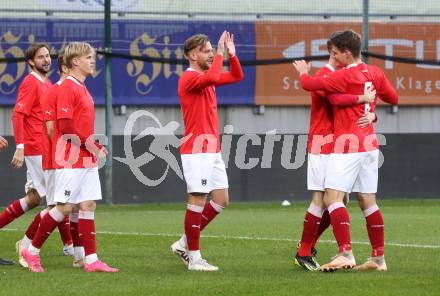 Fussball Laenderspiel Amateure. Oesterreich gegen Slowenien.  Torjubel Thomas Herrklotz (AUT),   Klagenfurt, am 26.11.2023.
Foto: Kuess
www.qspictures.net
---
pressefotos, pressefotografie, kuess, qs, qspictures, sport, bild, bilder, bilddatenbank