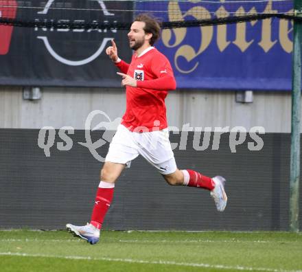 Fussball Laenderspiel Amateure. Oesterreich gegen Slowenien.  Torjubel Thomas Herrklotz (AUT),   Klagenfurt, am 26.11.2023.
Foto: Kuess
www.qspictures.net
---
pressefotos, pressefotografie, kuess, qs, qspictures, sport, bild, bilder, bilddatenbank