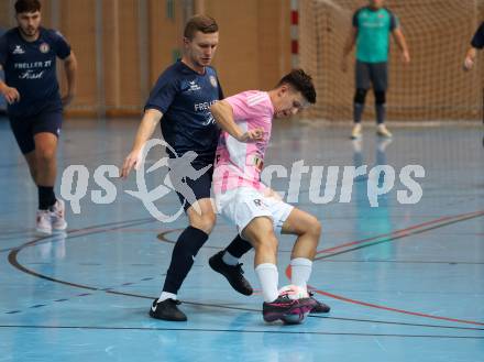 Futsal. Carinthia Flamengo Futsal Club gegen LPSV-Kaernten.  Hasan Kupinic  (C.F.F.C),   Senad Huseinbasic (LPSV). Klagenfurt, 26.11.2023.
Foto: Kuess
www.qspictures.net
---
pressefotos, pressefotografie, kuess, qs, qspictures, sport, bild, bilder, bilddatenbank