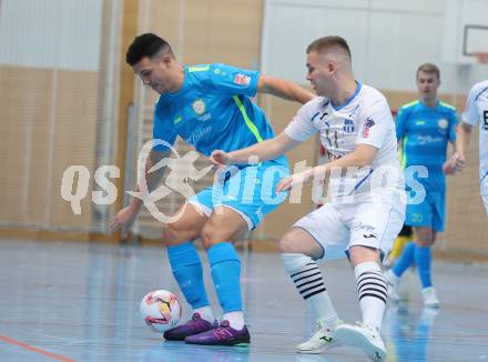 Futsal. FUTSAL versli.at Klagenfurt gegen FC Diamant Linz.  Saso Kovacevic  (Klagenfurt),    Amel Beglerovic (Linz). Klagenfurt, 26.11.2023.
Foto: Kuess
www.qspictures.net
---
pressefotos, pressefotografie, kuess, qs, qspictures, sport, bild, bilder, bilddatenbank