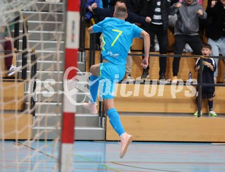 Futsal. FUTSAL versli.at Klagenfurt gegen FC Diamant Linz.  Torjubel Niko Maric  (Klagenfurt), . Klagenfurt, 26.11.2023.
Foto: Kuess
www.qspictures.net
---
pressefotos, pressefotografie, kuess, qs, qspictures, sport, bild, bilder, bilddatenbank