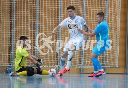 Futsal. FUTSAL versli.at Klagenfurt gegen FC Diamant Linz. Vladimir Kajkut, Markus Pavic   (Klagenfurt),  Edwin Skrgic  (Linz). Klagenfurt, 26.11.2023.
Foto: Kuess
www.qspictures.net
---
pressefotos, pressefotografie, kuess, qs, qspictures, sport, bild, bilder, bilddatenbank