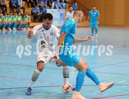 Futsal. FUTSAL versli.at Klagenfurt gegen FC Diamant Linz.  Niko Maric  (Klagenfurt), Aleksandar Milovanovic   (Linz). Klagenfurt, 26.11.2023.
Foto: Kuess
www.qspictures.net
---
pressefotos, pressefotografie, kuess, qs, qspictures, sport, bild, bilder, bilddatenbank