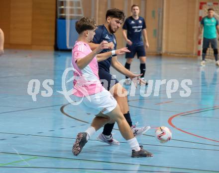 Futsal. Carinthia Flamengo Futsal Club gegen LPSV-Kaernten.  Mirnes Becic  (C.F.F.C), Dino Matoruga   (LPSV). Klagenfurt, 26.11.2023.
Foto: Kuess
www.qspictures.net
---
pressefotos, pressefotografie, kuess, qs, qspictures, sport, bild, bilder, bilddatenbank