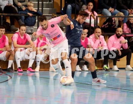 Futsal. Carinthia Flamengo Futsal Club gegen LPSV-Kaernten.   Yosifov Svetlozar Angelov (C.F.F.C),  Dino Matoruga  (LPSV). Klagenfurt, 26.11.2023.
Foto: Kuess
www.qspictures.net
---
pressefotos, pressefotografie, kuess, qs, qspictures, sport, bild, bilder, bilddatenbank