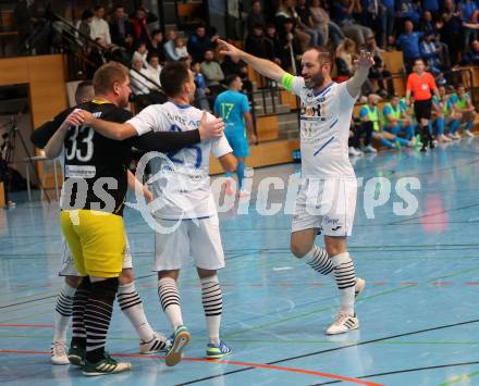 Futsal. FUTSAL versli.at Klagenfurt gegen FC Diamant Linz.  Torjubel (Linz). Klagenfurt, 26.11.2023.
Foto: Kuess
www.qspictures.net
---
pressefotos, pressefotografie, kuess, qs, qspictures, sport, bild, bilder, bilddatenbank