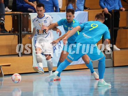 Futsal. FUTSAL versli.at Klagenfurt gegen FC Diamant Linz.  Vahid Muharemovic  (Klagenfurt),    Aleksandar Milovanovic (Linz). Klagenfurt, 26.11.2023.
Foto: Kuess
www.qspictures.net
---
pressefotos, pressefotografie, kuess, qs, qspictures, sport, bild, bilder, bilddatenbank