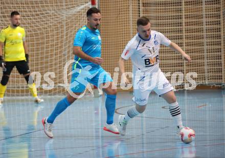 Futsal. FUTSAL versli.at Klagenfurt gegen FC Diamant Linz.   Vahid Muharemovic (Klagenfurt),    Amel Beglerovic (Linz). Klagenfurt, 26.11.2023.
Foto: Kuess
www.qspictures.net
---
pressefotos, pressefotografie, kuess, qs, qspictures, sport, bild, bilder, bilddatenbank