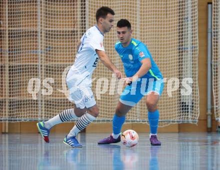 Futsal. FUTSAL versli.at Klagenfurt gegen FC Diamant Linz. Saso Kovacevic   (Klagenfurt),  Aleksandar Milovanovic  (Linz). Klagenfurt, 26.11.2023.
Foto: Kuess
www.qspictures.net
---
pressefotos, pressefotografie, kuess, qs, qspictures, sport, bild, bilder, bilddatenbank