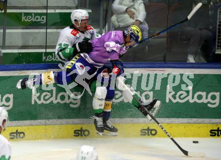 EBEL. Eishockey Bundesliga. EC VSV gegen HK Olimpija Ljubljana.  Marco Richter,  (VSV),     Ziga Pavlin (Ljubljana). Villach, am 28.11.2023
Foto: Kuess
www.qspictures.net
---
pressefotos, pressefotografie, kuess, qs, qspictures, sport, bild, bilder, bilddatenbank