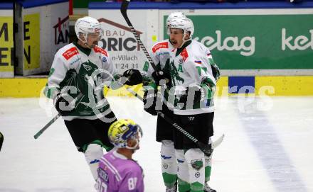 EBEL. Eishockey Bundesliga. EC VSV gegen HK Olimpija Ljubljana.  Torjubel Trevor Gooch  (Ljubljana). Villach, am 28.11.2023
Foto: Kuess
www.qspictures.net
---
pressefotos, pressefotografie, kuess, qs, qspictures, sport, bild, bilder, bilddatenbank